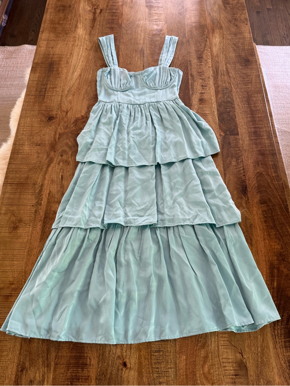 WeWoreWhat Corset Sateen Dress Baby Blue